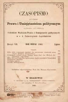 Czasopismo Poświęcone Prawu i Umiejętnościom Politycznym. 1864, nr 7