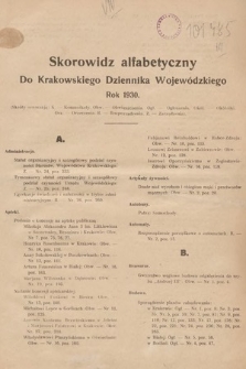 Krakowski Dziennik Wojewódzki. 1930, skorowidz alfabetyczny