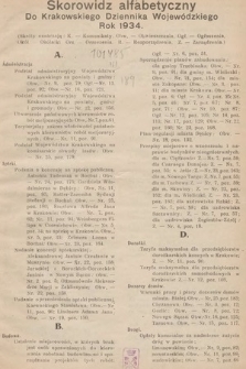 Krakowski Dziennik Wojewódzki. 1934, skorowidz alfabetyczny