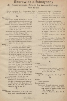 Krakowski Dziennik Wojewódzki. 1935, skorowidz alfabetyczny