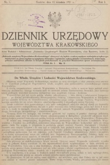 Dziennik Urzędowy Województwa Krakowskiego. 1921, nr 1