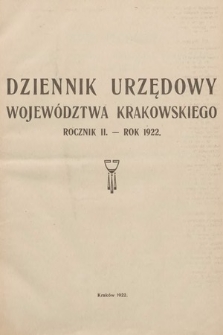 Dziennik Urzędowy Województwa Krakowskiego. 1922, spis rzeczy