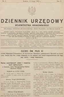 Dziennik Urzędowy Województwa Krakowskiego. 1922, nr 2