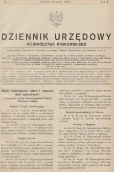 Dziennik Urzędowy Województwa Krakowskiego. 1922, nr 3