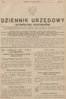 Dziennik Urzędowy Województwa Krakowskiego. 1922, nr 5