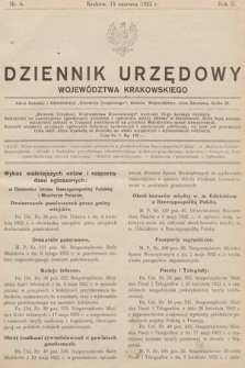 Dziennik Urzędowy Województwa Krakowskiego. 1922, nr 6