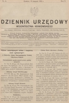 Dziennik Urzędowy Województwa Krakowskiego. 1922, nr 8