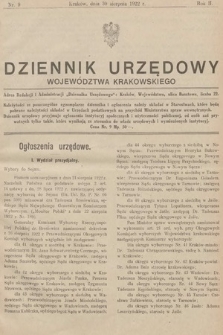 Dziennik Urzędowy Województwa Krakowskiego. 1922, nr 9