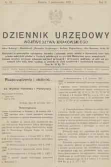 Dziennik Urzędowy Województwa Krakowskiego. 1922, nr 12