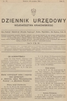 Dziennik Urzędowy Województwa Krakowskiego. 1922, nr 15