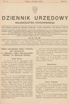 Dziennik Urzędowy Województwa Krakowskiego. 1923, nr 2