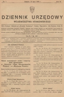 Dziennik Urzędowy Województwa Krakowskiego. 1923, nr 7