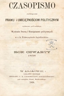 Czasopismo Poświęcone Prawu i Umiejętnościom Politycznym. 1868 [całość]