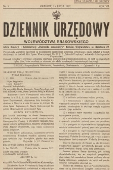 Dziennik Urzędowy Województwa Krakowskiego. 1927, nr 5