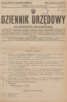 Dziennik Urzędowy Województwa Krakowskiego. 1928, nr 1