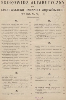 Dziennik Urzędowy Województwa Krakowskiego. 1928, skorowidz alfabetyczny