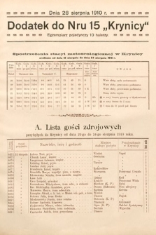 Dodatek do Nru 15 "Krynicy". 1910 