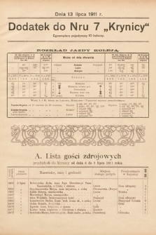 Dodatek do Nru 7 "Krynicy". 1911 