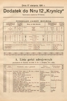 Dodatek do Nru 12 "Krynicy". 1911 