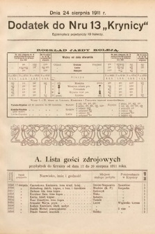 Dodatek do Nru 13 "Krynicy". 1911 