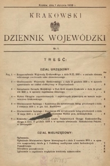 Krakowski Dziennik Wojewódzki. 1939, nr 1