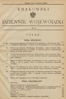 Krakowski Dziennik Wojewódzki. 1939, nr 9