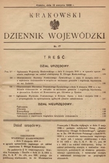 Krakowski Dziennik Wojewódzki. 1939, nr 17