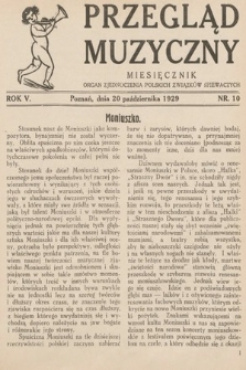 Przegląd Muzyczny. 1929, nr 10