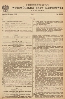 Dziennik Urzędowy Wojewódzkiej Rady Narodowej w Krakowie. 1952, nr 4