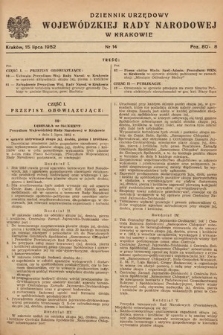 Dziennik Urzędowy Wojewódzkiej Rady Narodowej w Krakowie. 1952, nr 14