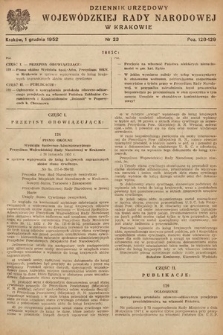 Dziennik Urzędowy Wojewódzkiej Rady Narodowej w Krakowie. 1952, nr 23