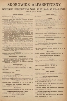 Dziennik Urzędowy Wojewódzkiej Rady Narodowej w Krakowie. 1952, skorowidz alfabetyczny