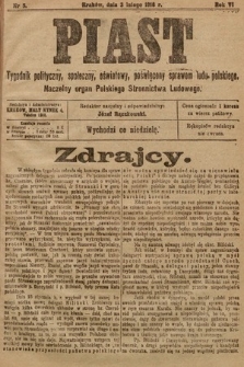 Piast : tygodnik polityczny, społeczny, oświatowy, poświęcony sprawom ludu polskiego : Naczelny organ Polskiego Stronnictwa Ludowego. 1918, nr 5