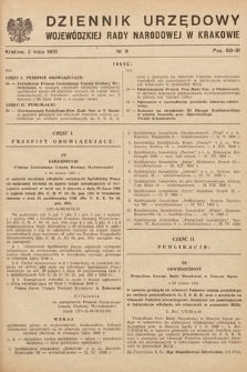 Dziennik Urzędowy Wojewódzkiej Rady Narodowej w Krakowie. 1951, nr 9
