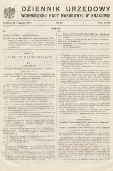 Dziennik Urzędowy Wojewódzkiej Rady Narodowej w Krakowie. 1951, nr 13