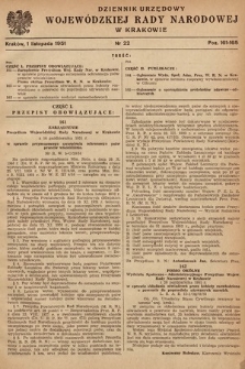 Dziennik Urzędowy Wojewódzkiej Rady Narodowej w Krakowie. 1951, nr 22