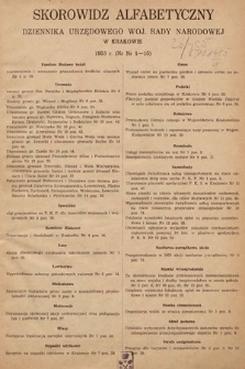 Dziennik Urzędowy Wojewódzkiej Rady Narodowej w Krakowie. 1953, skorowidz alfabetyczny