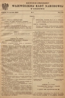 Dziennik Urzędowy Wojewódzkiej Rady Narodowej w Krakowie. 1953, nr 1