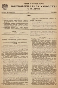 Dziennik Urzędowy Wojewódzkiej Rady Narodowej w Krakowie. 1953, nr 3