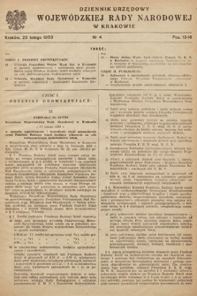 Dziennik Urzędowy Wojewódzkiej Rady Narodowej w Krakowie. 1953, nr 4