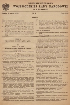 Dziennik Urzędowy Wojewódzkiej Rady Narodowej w Krakowie. 1953, nr 6