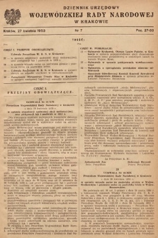 Dziennik Urzędowy Wojewódzkiej Rady Narodowej w Krakowie. 1953, nr 7
