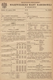 Dziennik Urzędowy Wojewódzkiej Rady Narodowej w Krakowie. 1953, nr 9