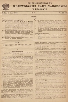 Dziennik Urzędowy Wojewódzkiej Rady Narodowej w Krakowie. 1953, nr 10
