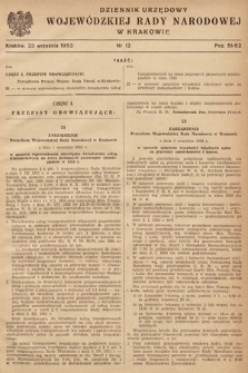 Dziennik Urzędowy Wojewódzkiej Rady Narodowej w Krakowie. 1953, nr 12