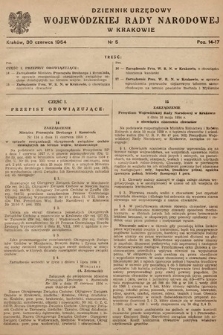 Dziennik Urzędowy Wojewódzkiej Rady Narodowej w Krakowie. 1954, nr 5