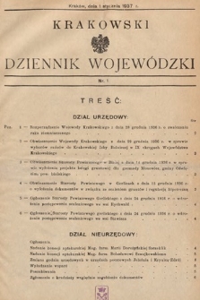 Krakowski Dziennik Wojewódzki. 1937, nr 1