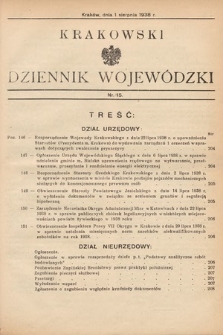 Krakowski Dziennik Wojewódzki. 1938, nr 15