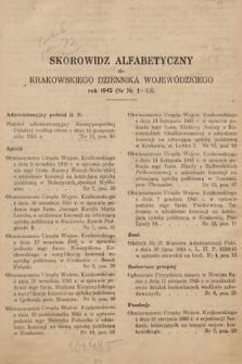 Krakowski Dziennik Wojewódzki. 1945, skorowidz alfabetyczny