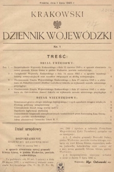 Krakowski Dziennik Wojewódzki. 1945, nr 1